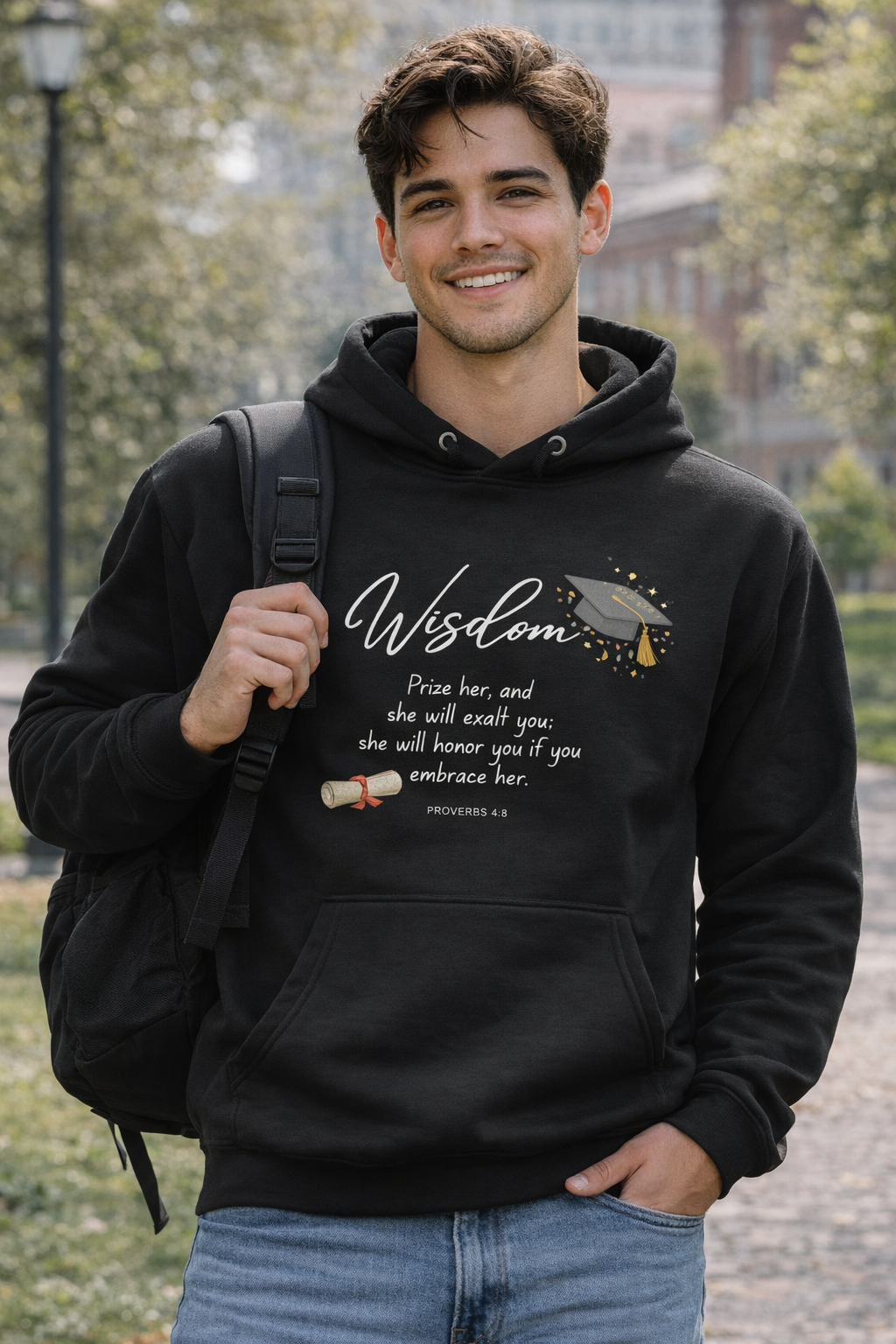 Graduation Faith Hoodie – Wisdom & Purpose Christian Design