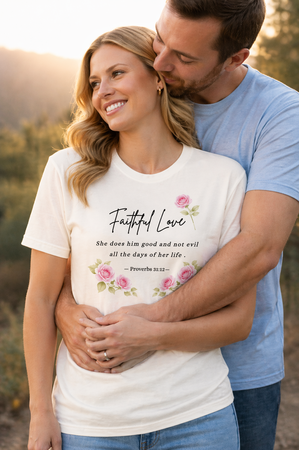Faithful Love  (Proverbs 31:12 – Rose Garden) – Women’s T-Shirt