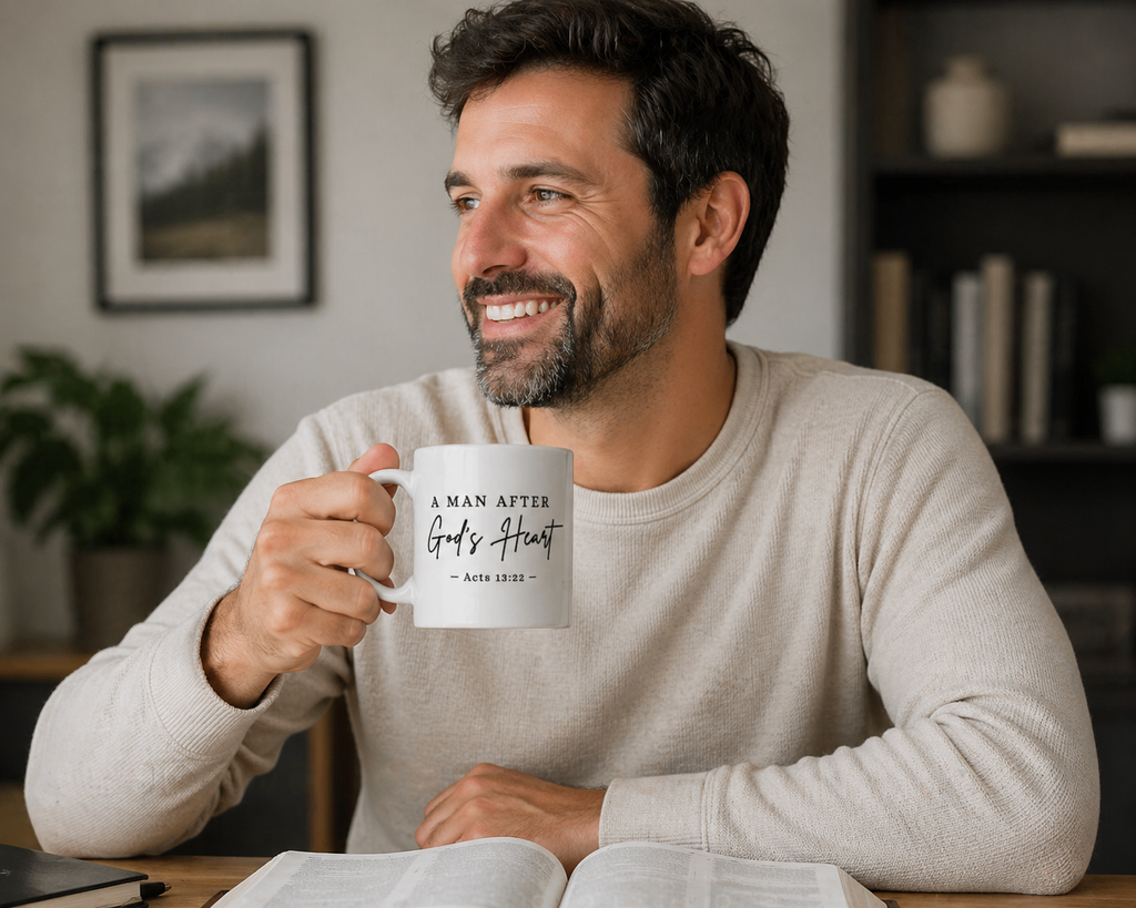 Christian Mug – “A Man After God’s Heart” (Acts 13:22) | Minimalist Faith Coffee Cup | Inspirational Gift