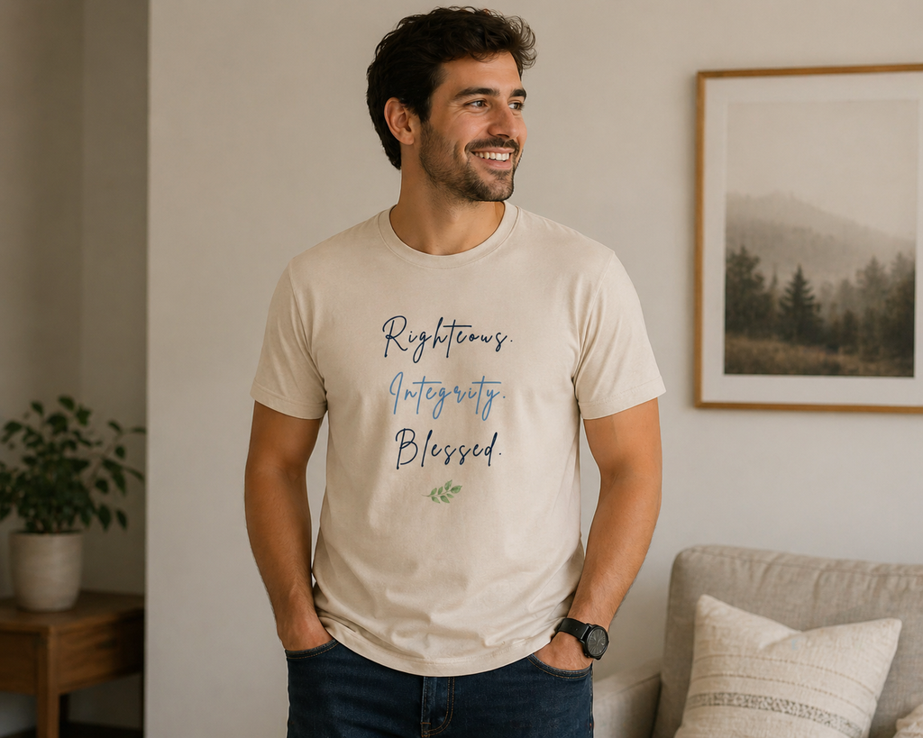 Minimalist Christian Tee | Righteous Integrity Blessed Shirt