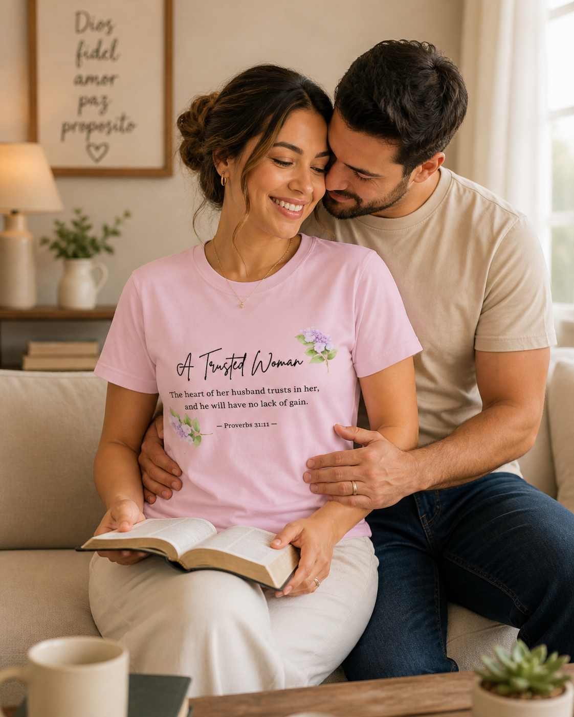A Trusted Woman (Proverbs 31:11 – Floral Design) – Women’s T-Shirt