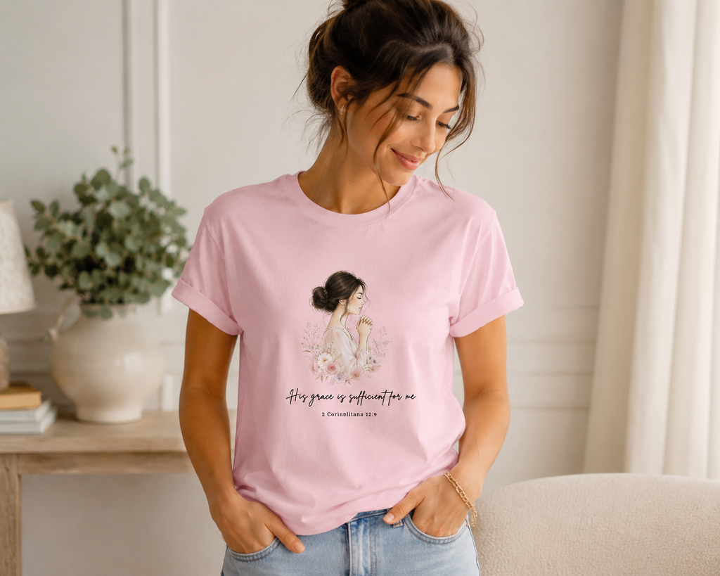 My Grace Is Sufficient for You” Christian Floral T-Shirt – 2 Corinthians 12:9