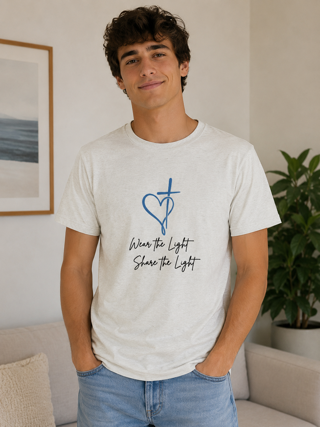 Wear the Light, Share the Light (Black Script) – Unisex T-Shirt