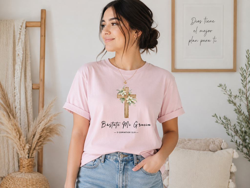 Camiseta Cristiana “Bástate Mi Gracia” – 2 Corintios 12:9